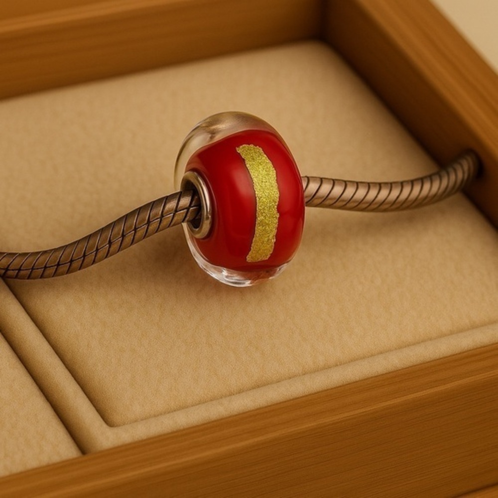 Red Gold Chakra Bead Charm See Notes #243